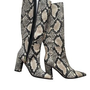 Guess Black and Cream Patterned Heeled Boots